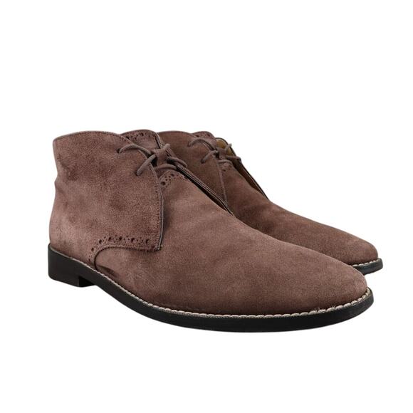 Cole Haan Shoes Mens 7 Boots Dress Chukka Desert Grand Os Brogue Leather Brown - Picture 1 of 15